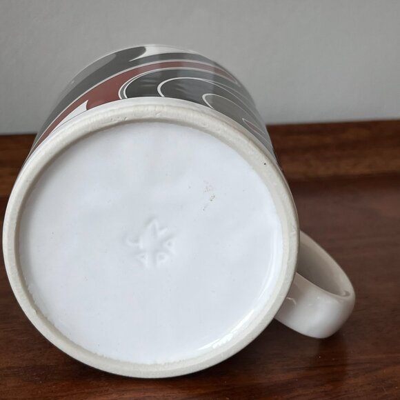 Vintage Alleniana Mug "Quimper" Port Townsend WA 70s Mod Coffee Cup Brown Black - Picture 9 of 11